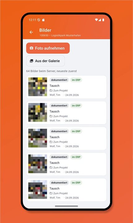 boldware.mobil Bilder aufnehmen und Projektfotos mit Bauteilstatus